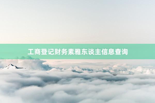 工商登记财务素雅东谈主信息查询